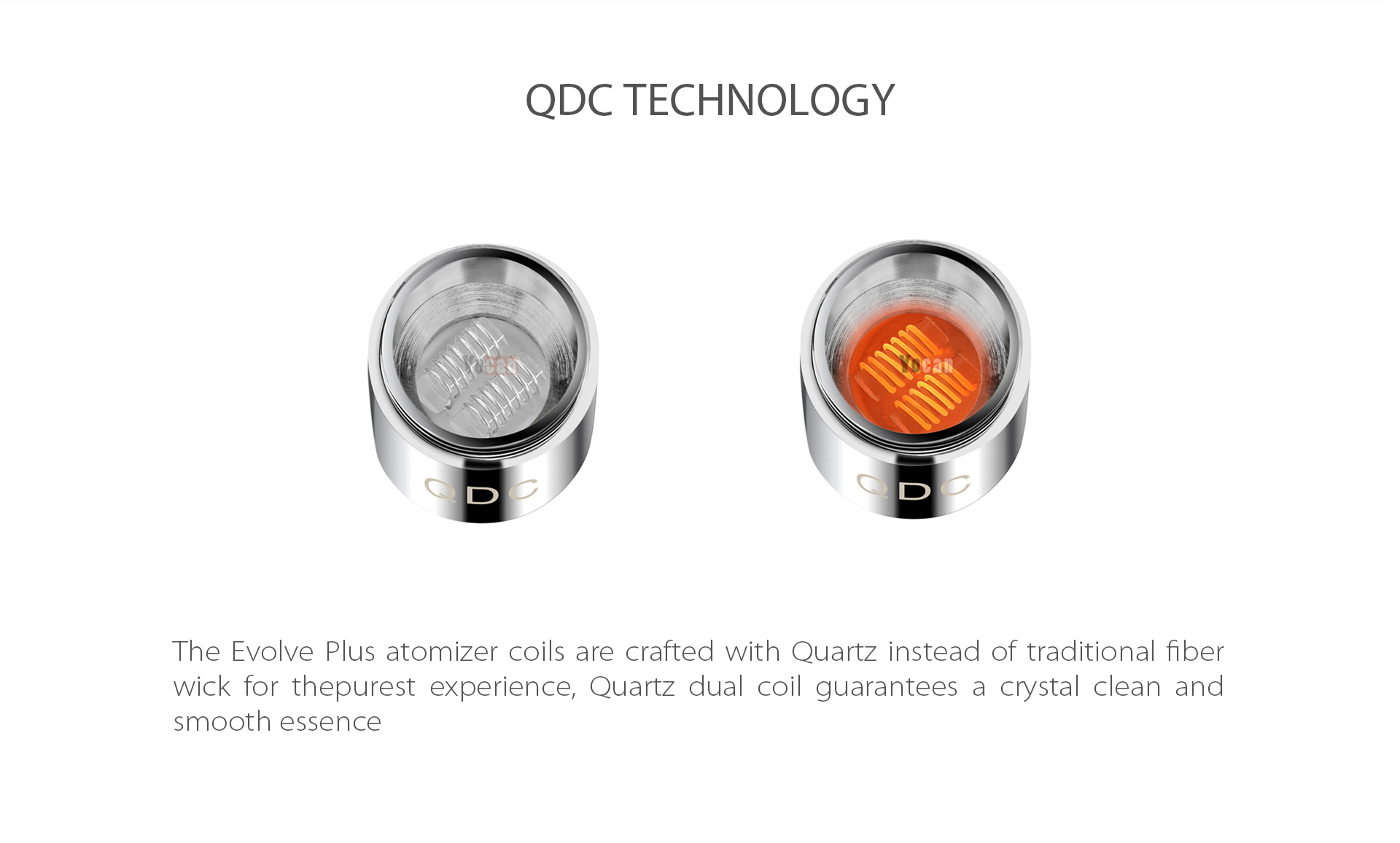 Yocan Evolve-Plus vaporizer pen 2020 version features Quartz Dual Coil (QDC) Technology.