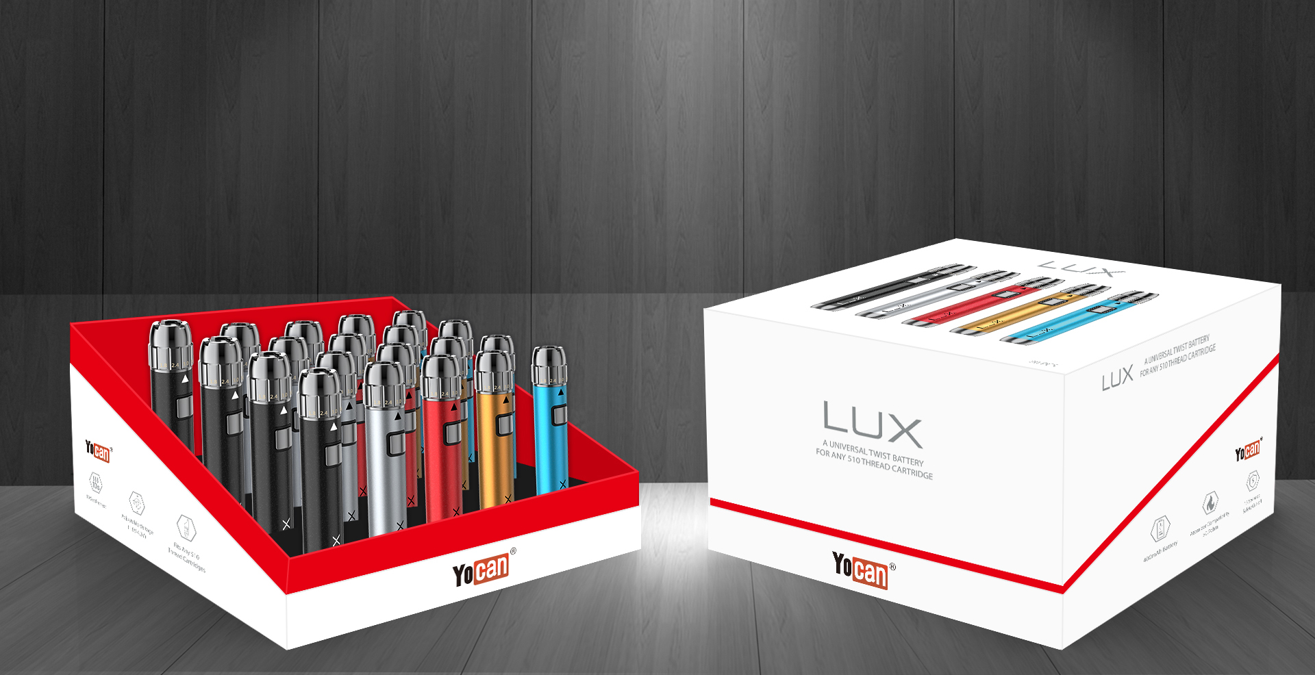 Yocan LUX 510 Threaded Vape Pen Battery package content.